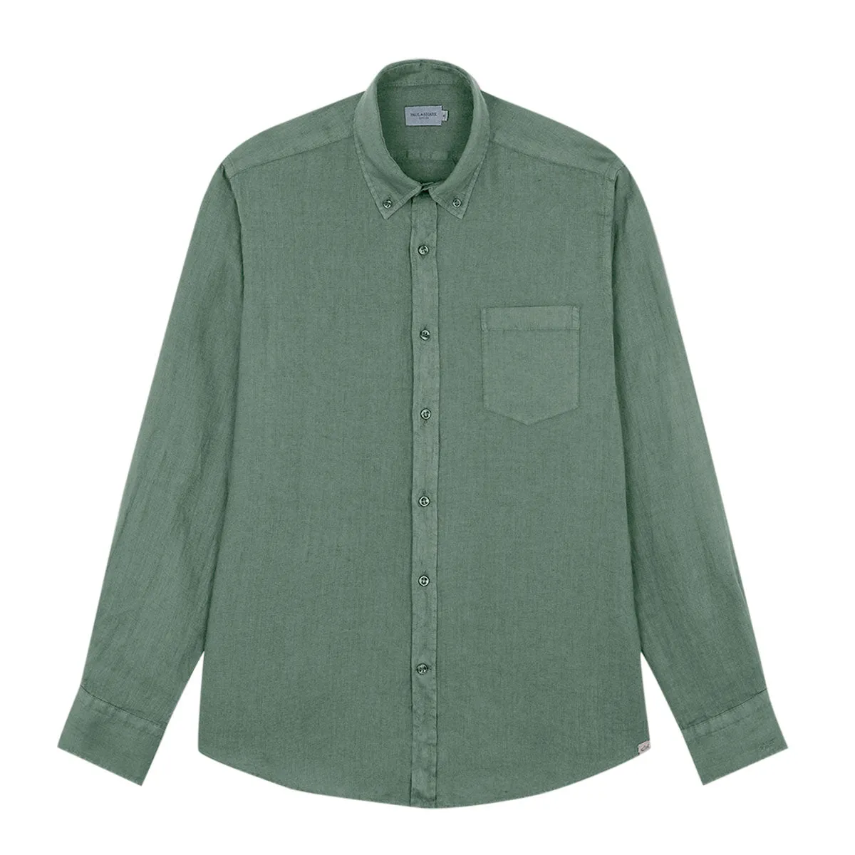 Olive Green Linen Long Sleeve Shirt