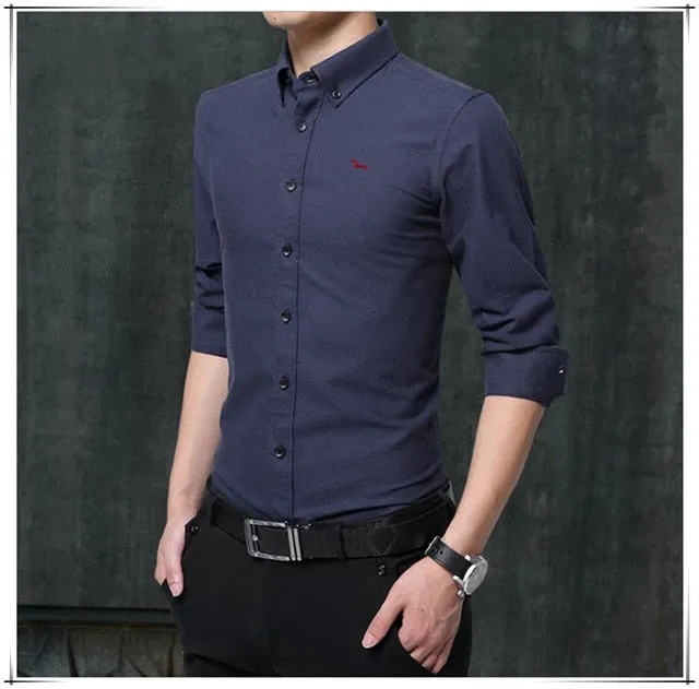 Oxford slim fit solid long sleeve