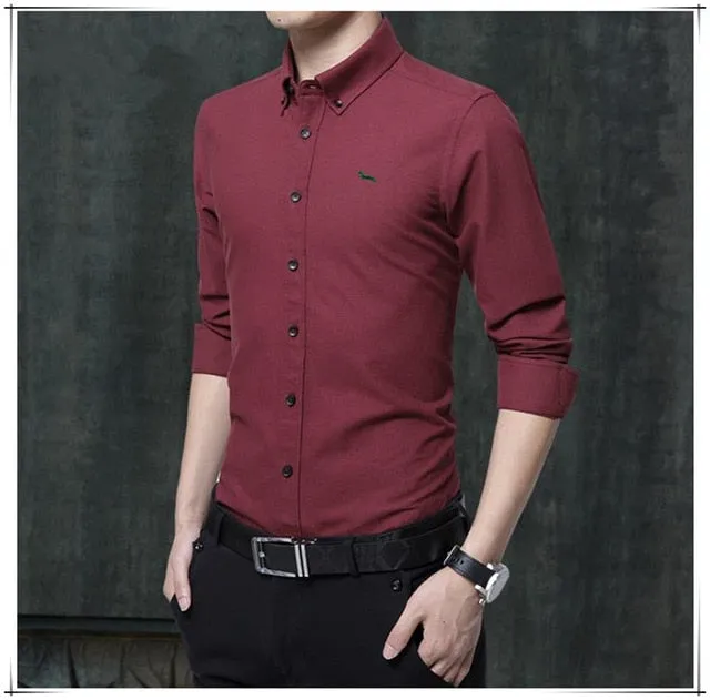 Oxford slim fit solid long sleeve