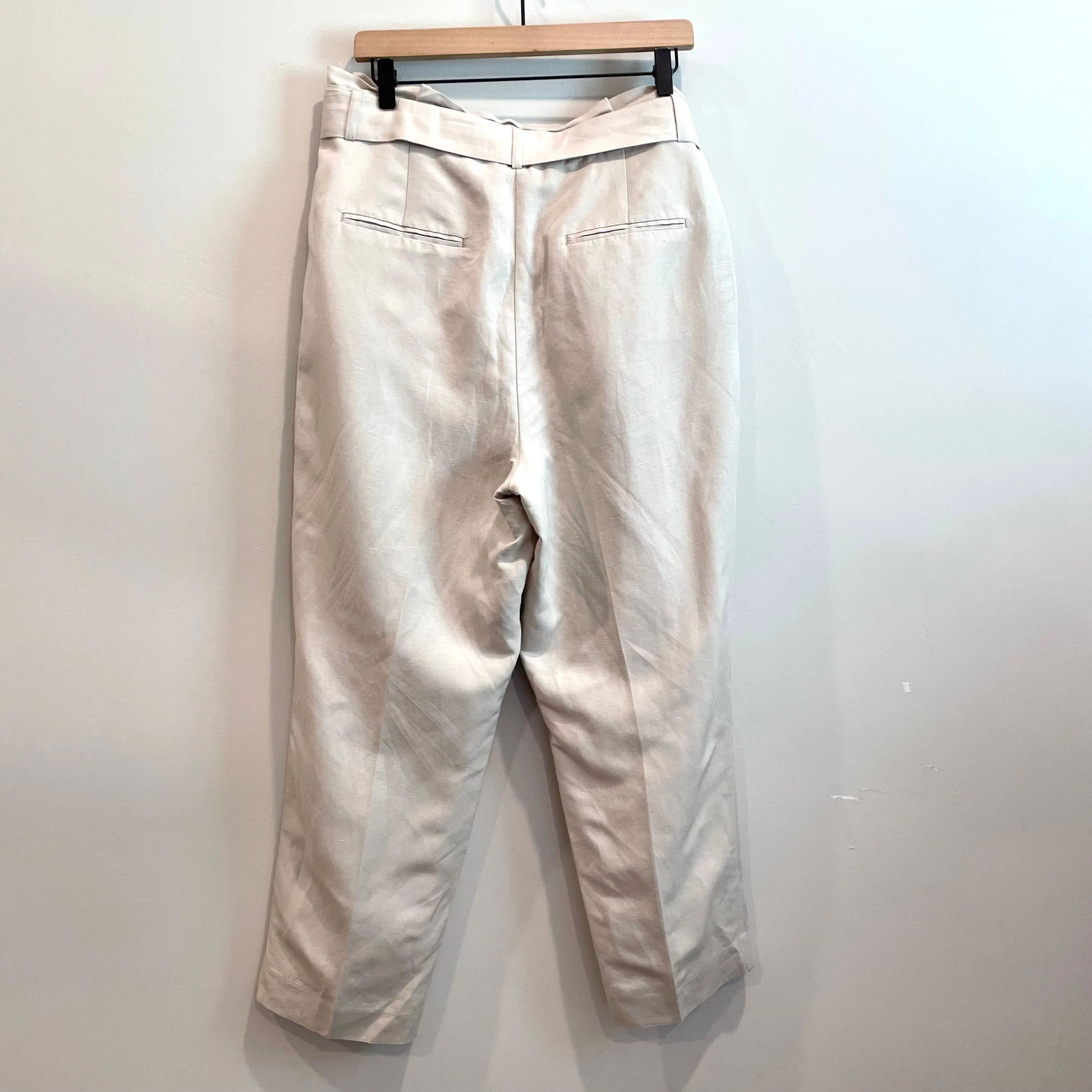 Paperbag Belted Linen Blend Pants