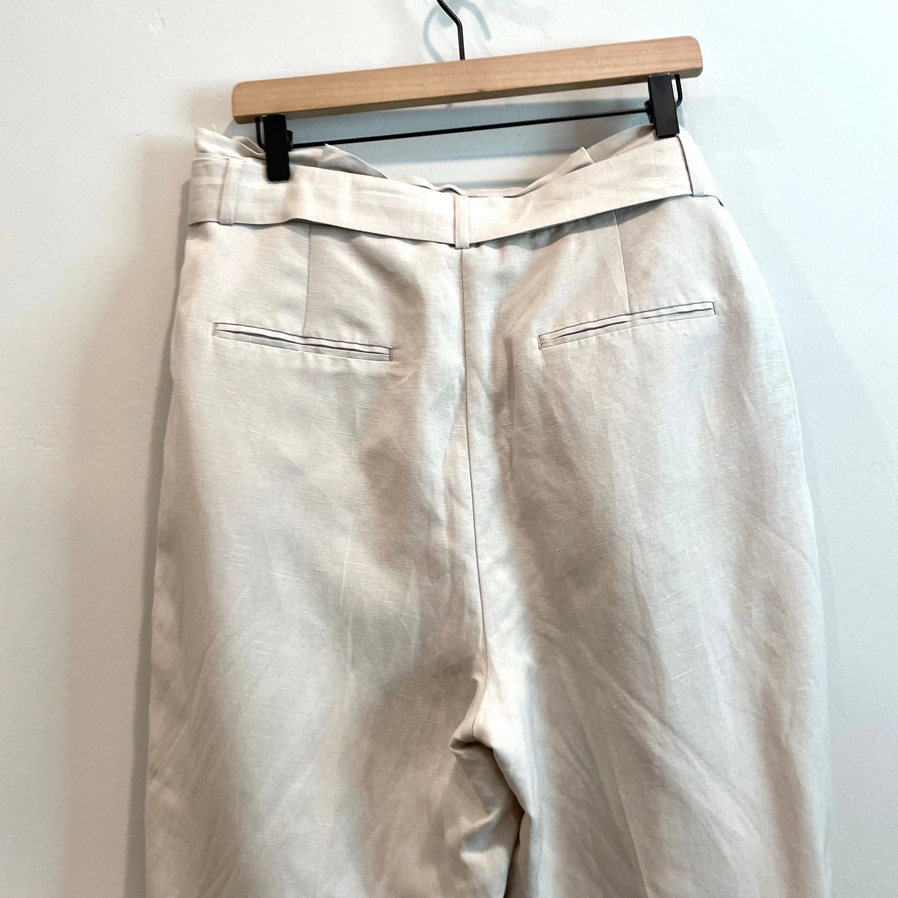 Paperbag Belted Linen Blend Pants