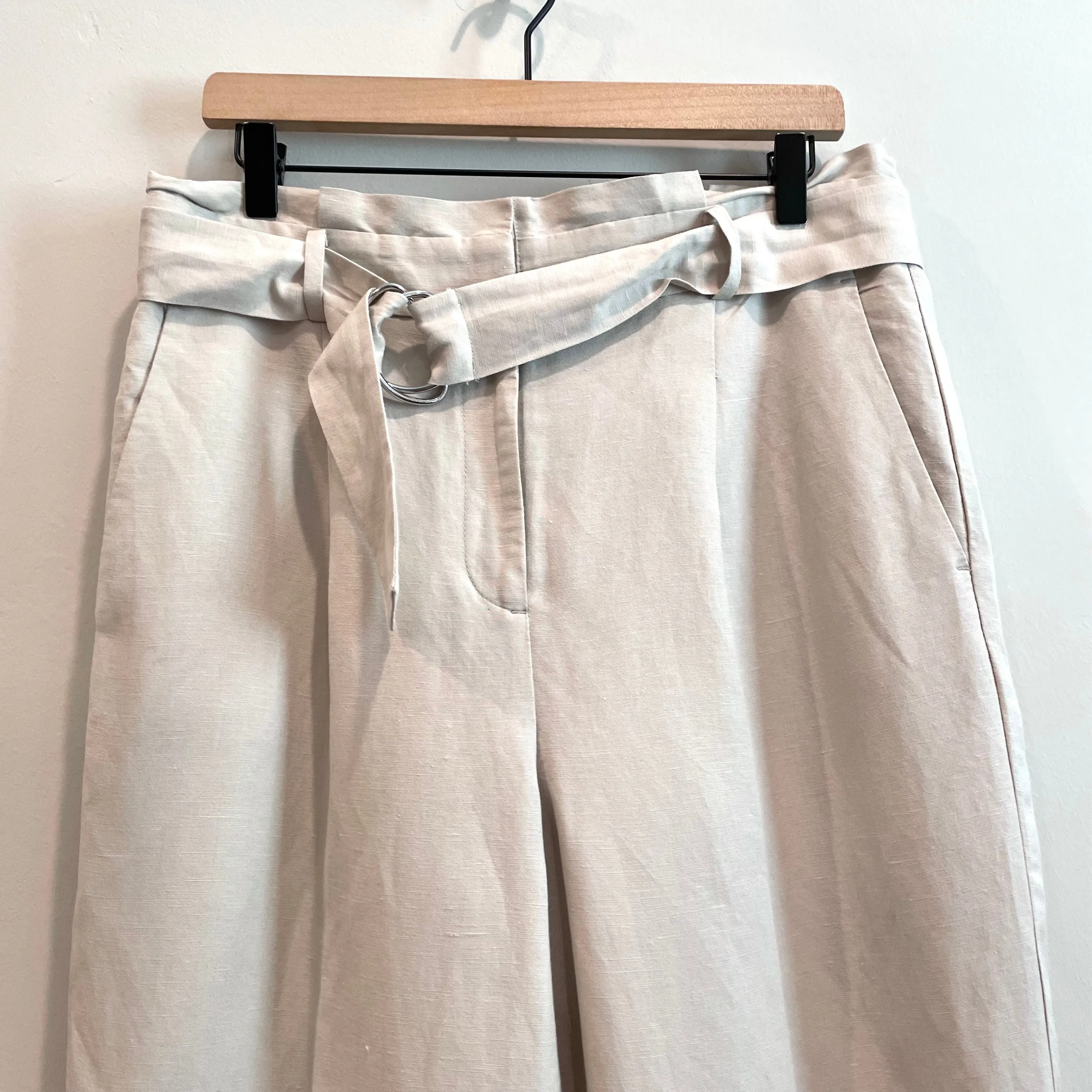 Paperbag Belted Linen Blend Pants