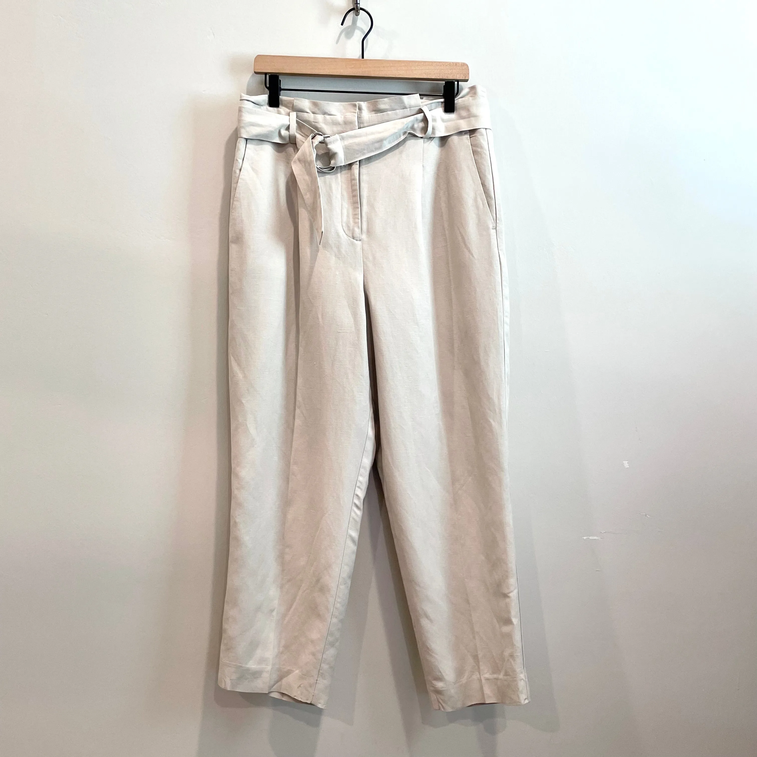 Paperbag Belted Linen Blend Pants