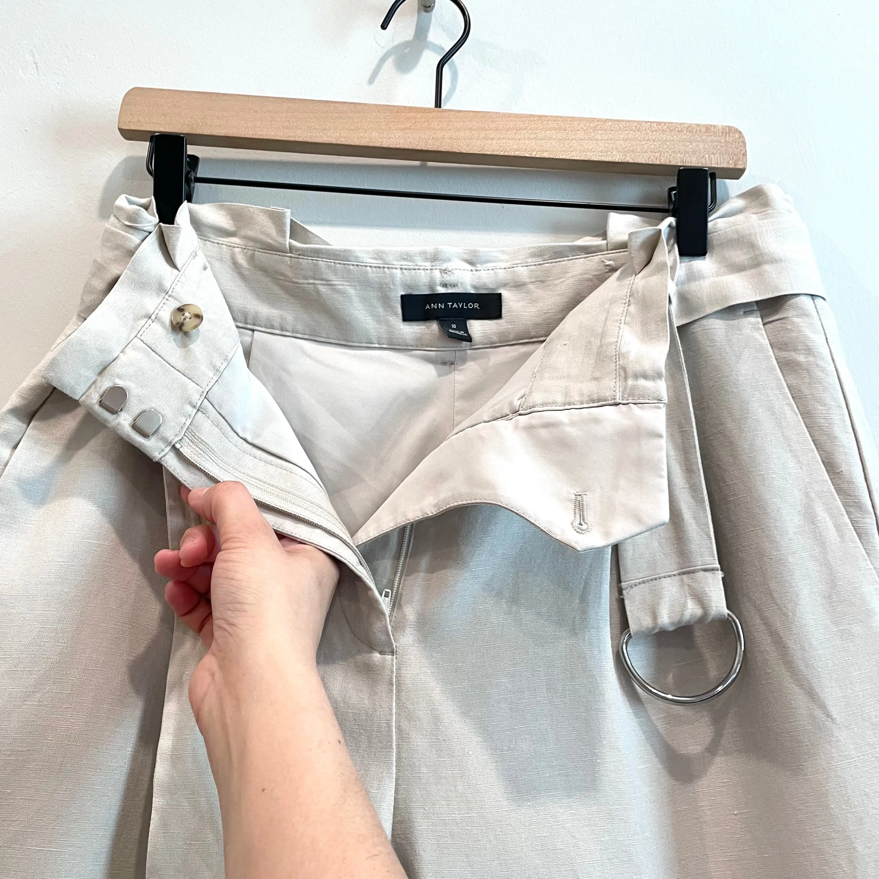 Paperbag Belted Linen Blend Pants