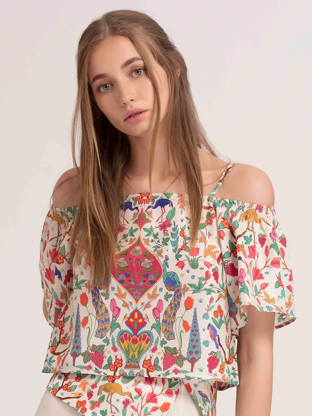 Peacock Off Shoulder Top