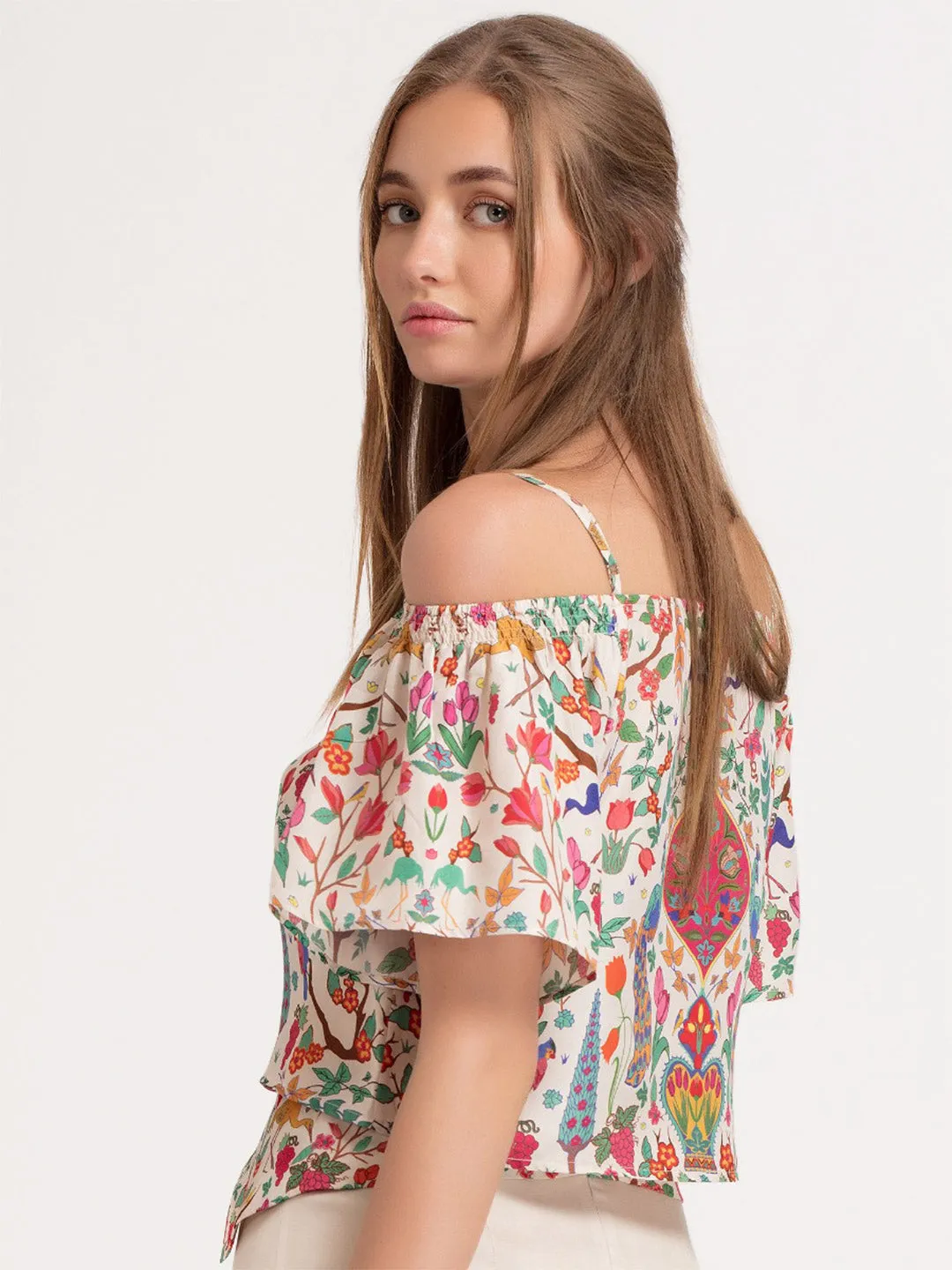 Peacock Off Shoulder Top