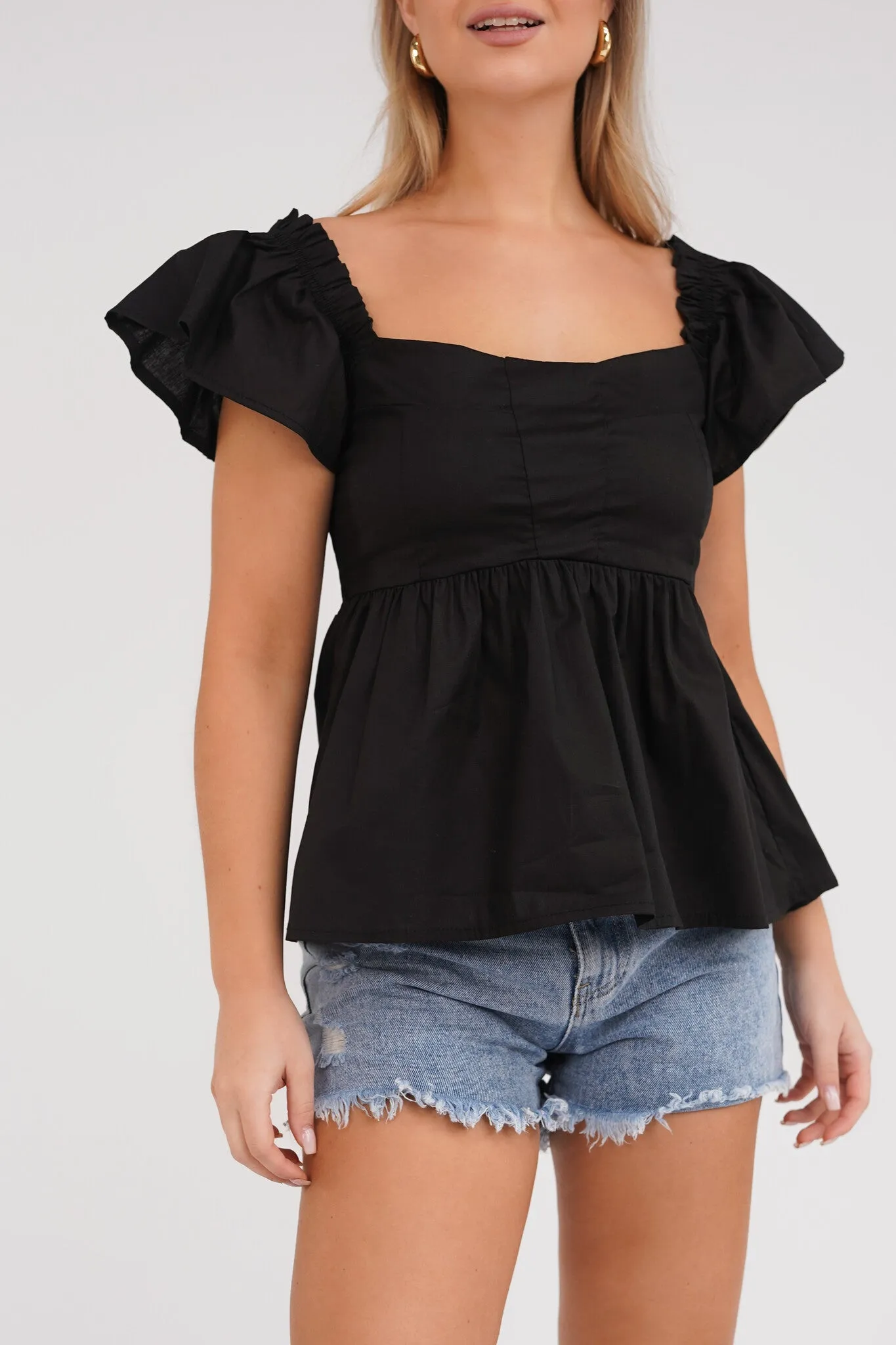 Peplum top zwart