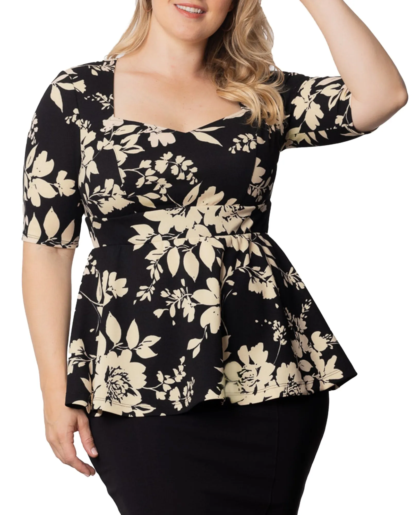 Posh Peplum Top | VINTAGE IVORY FLORALS