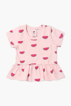 SALE - Short Sleeve Peplum Top_Watermelon Slice