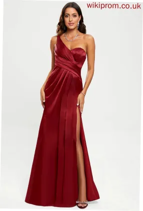 Satin Floor-Length Louisa Prom Dresses One-Shoulder Sheath/Column