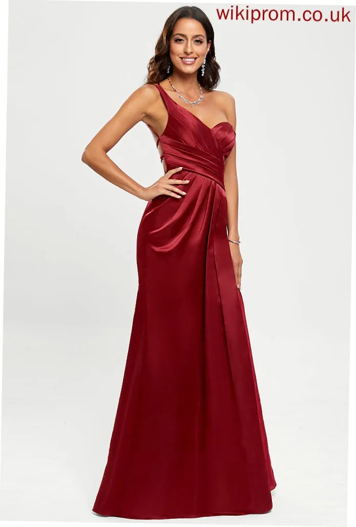 Satin Floor-Length Louisa Prom Dresses One-Shoulder Sheath/Column