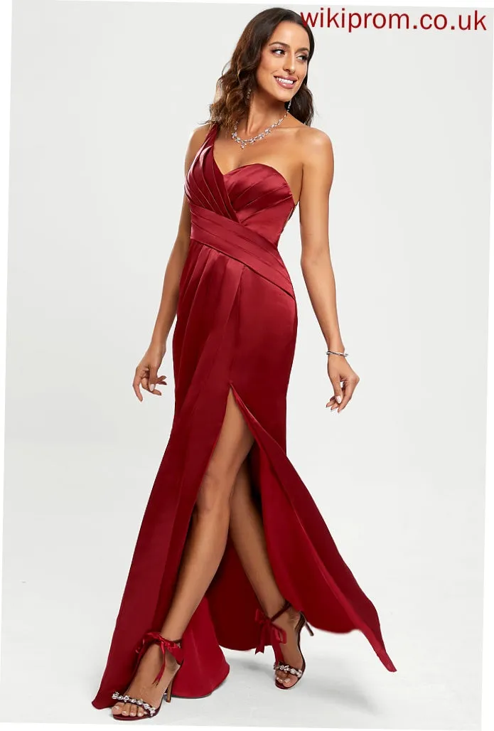 Satin Floor-Length Louisa Prom Dresses One-Shoulder Sheath/Column