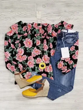 Shauna Floral Off-the-Shoulder Tops