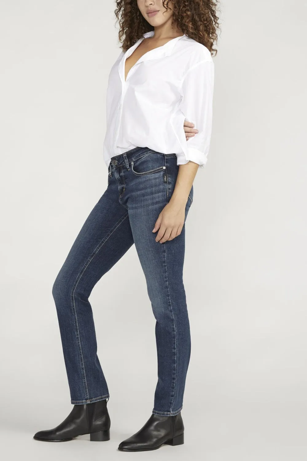 Silver Jeans Co. Elyse Comfort Fit Mid Rise Straight Leg Jeans