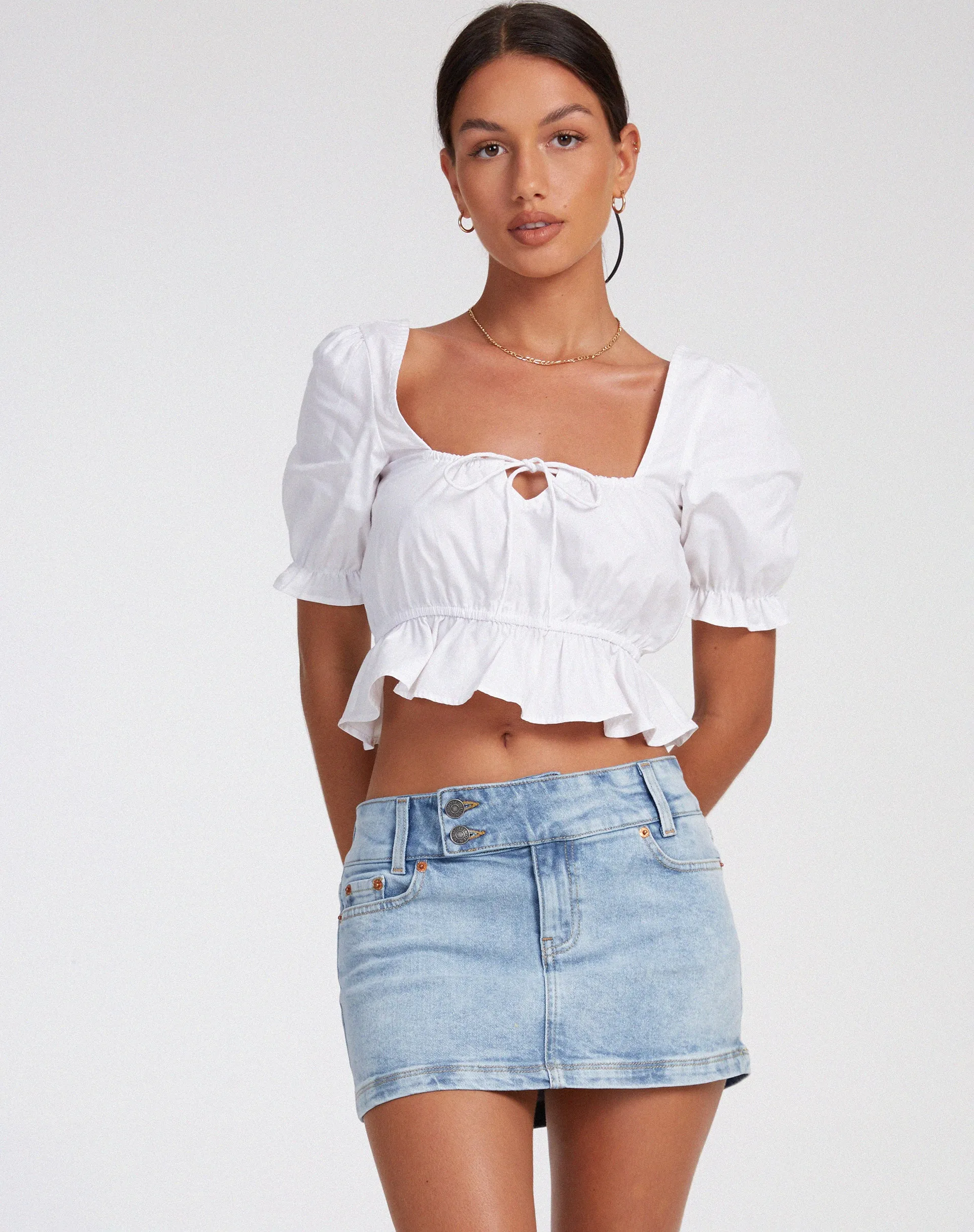 Slate Crop Top in Poplin White