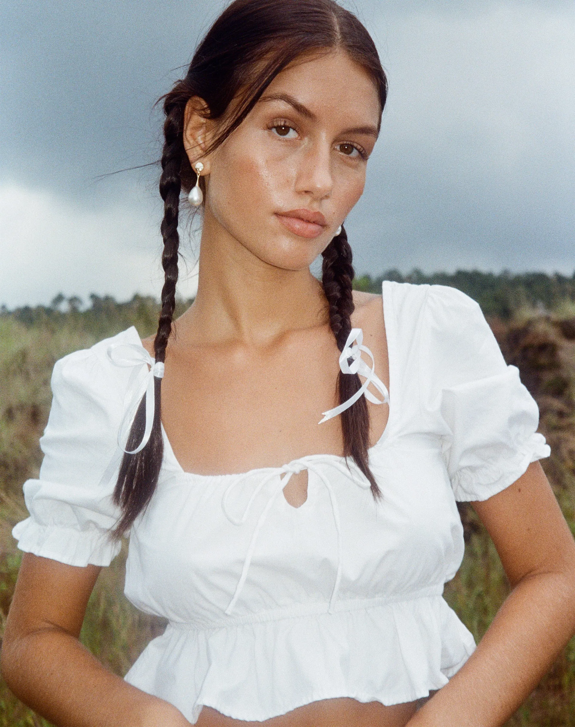 Slate Crop Top in Poplin White