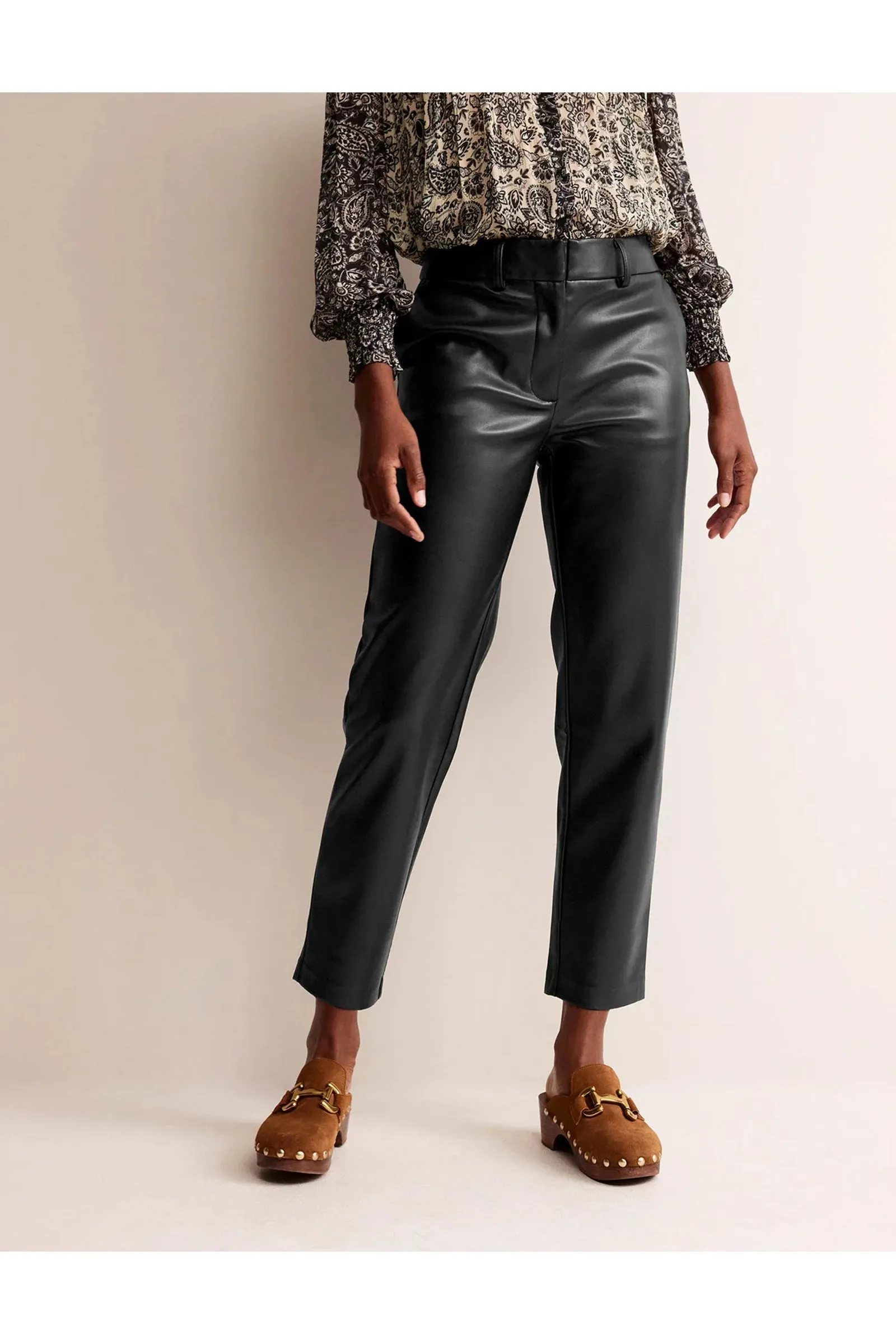 Tapered Faux-Leather Trousers