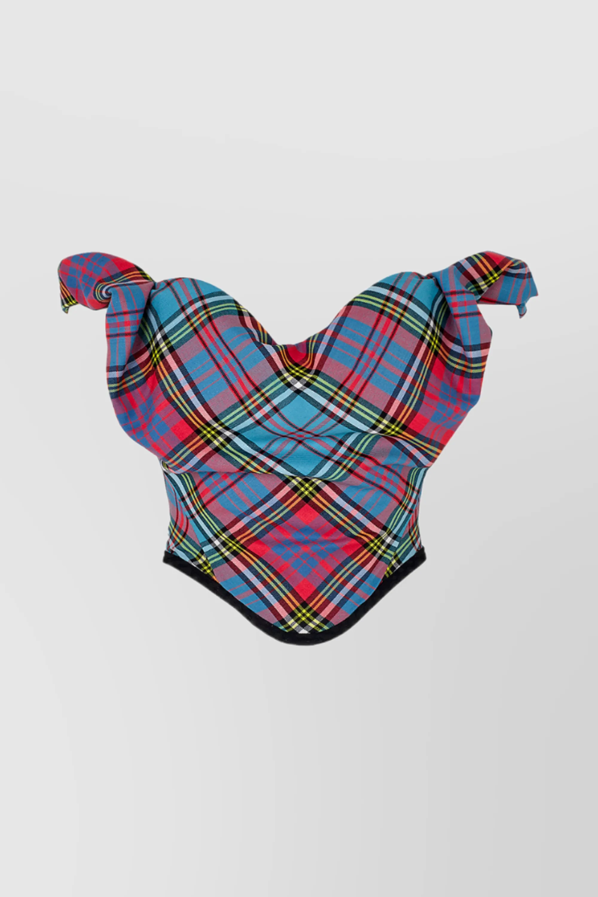 Tartan wool off-shoulder corset