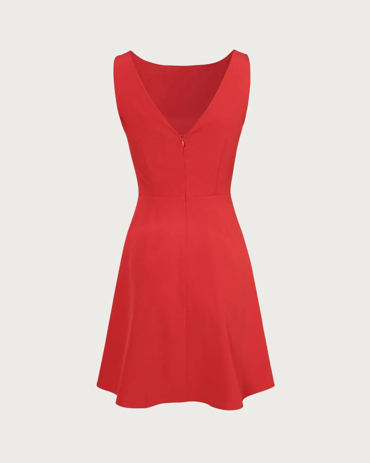 The Red Boat Neck High Waisted Mini Dress