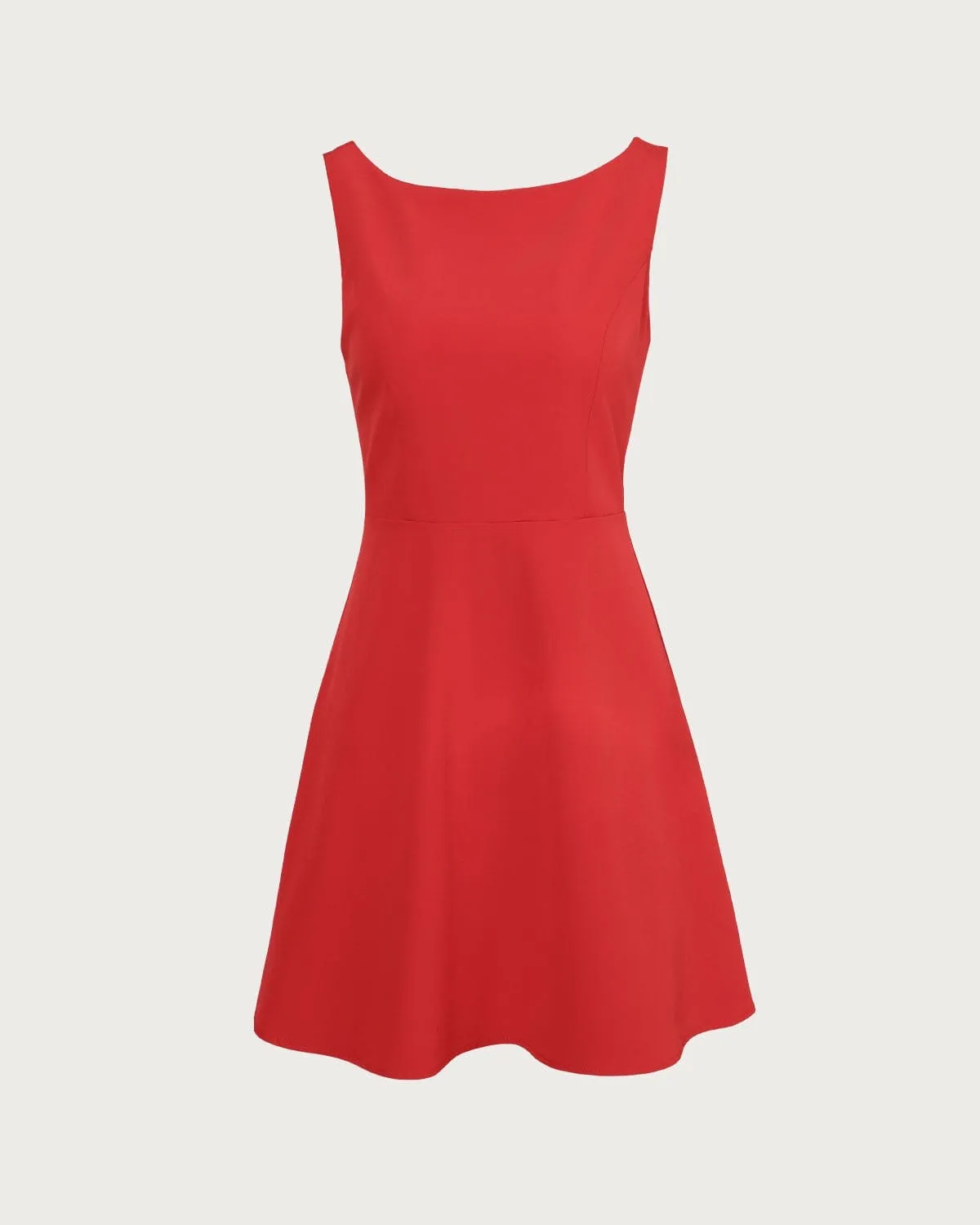 The Red Boat Neck High Waisted Mini Dress