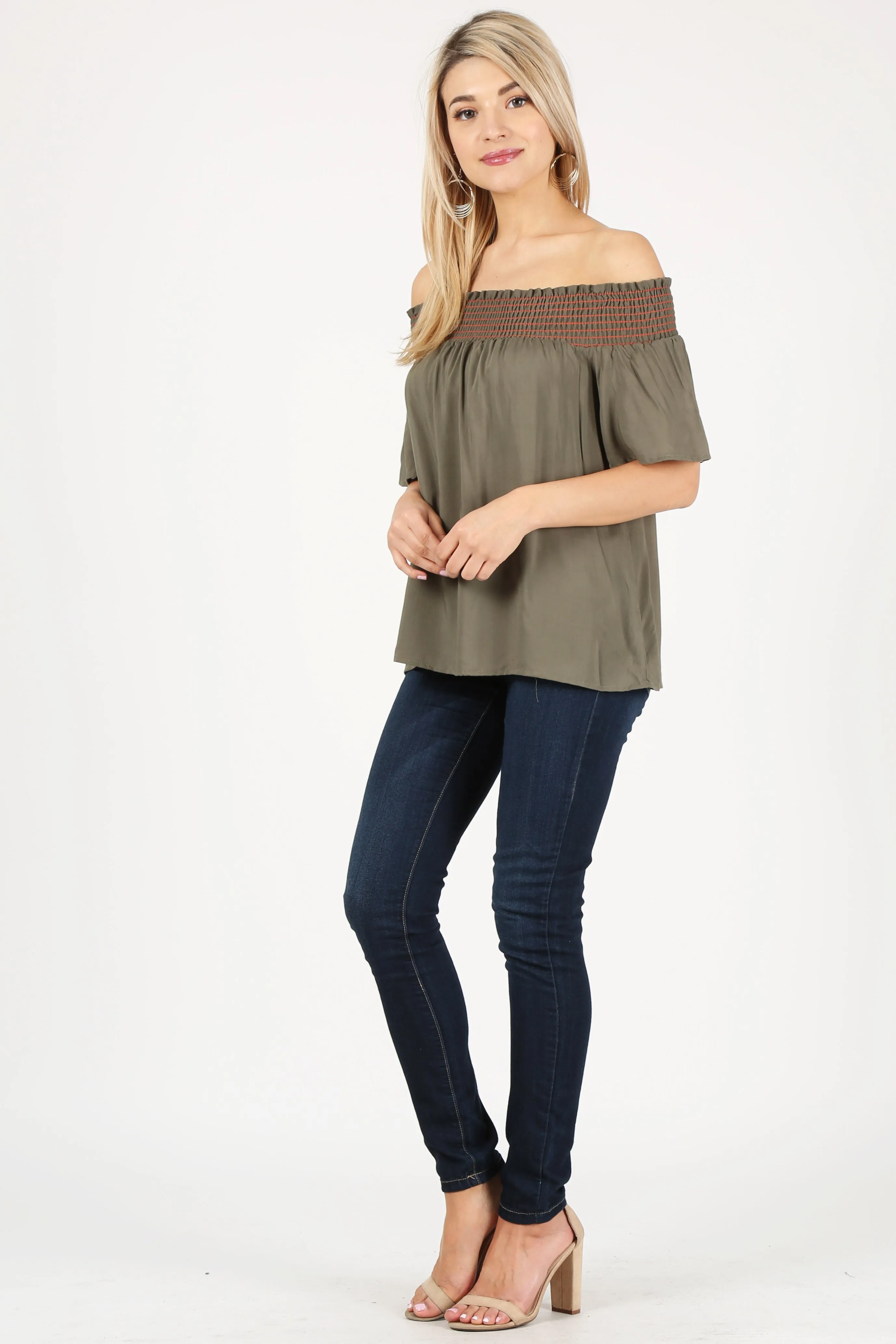 Totally Smocked Off-Shoulder Top