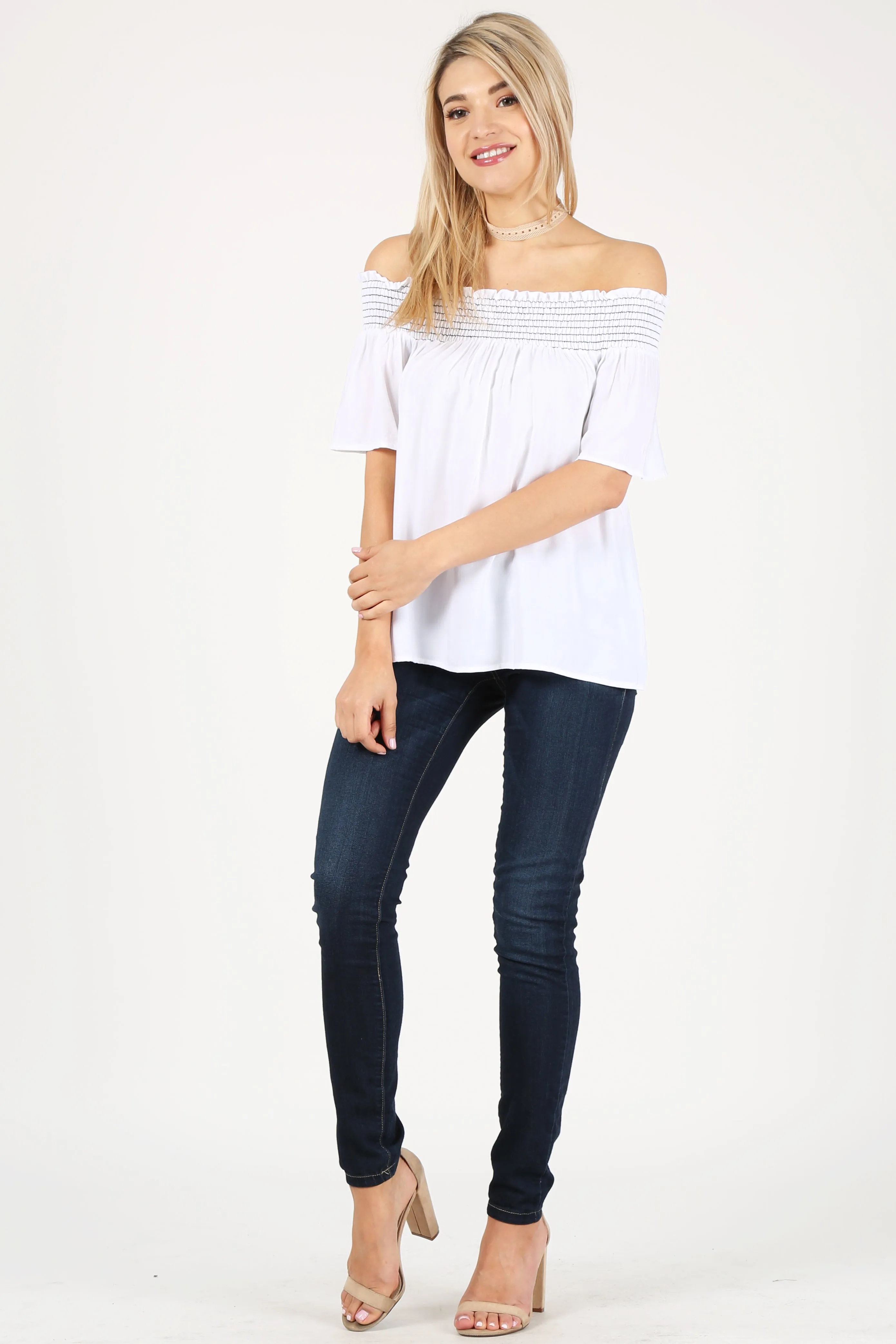 Totally Smocked Off-Shoulder Top