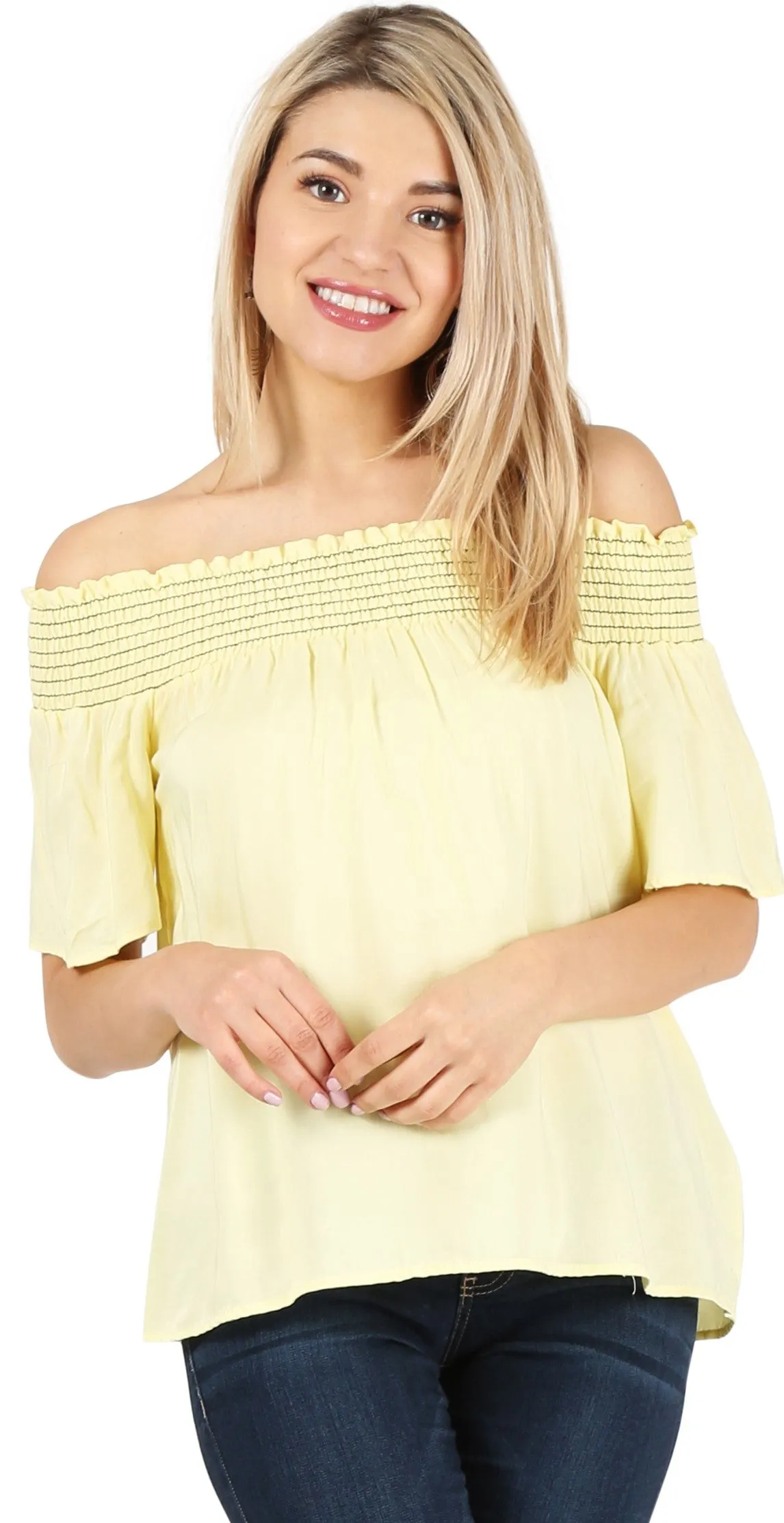 Totally Smocked Off-Shoulder Top