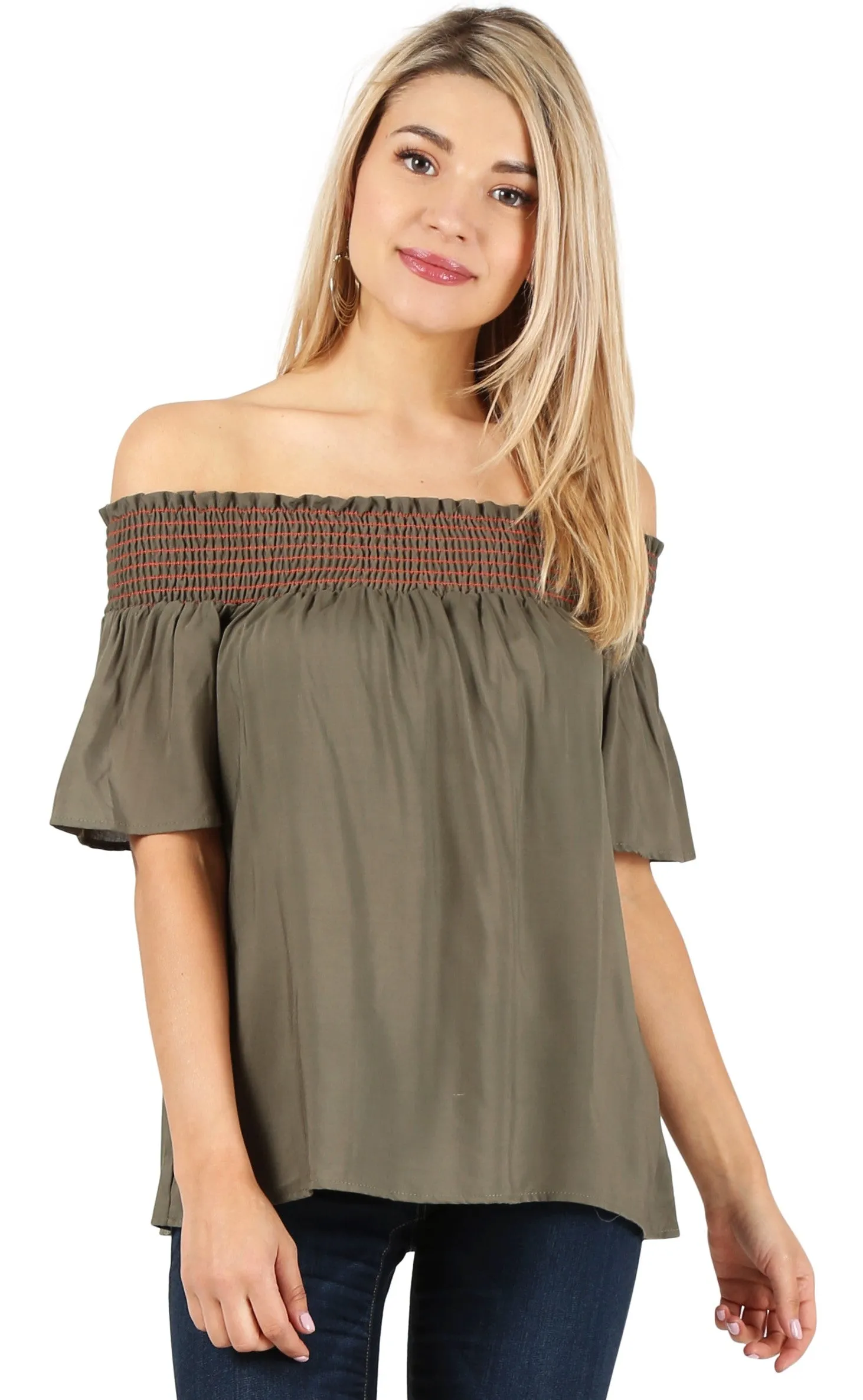 Totally Smocked Off-Shoulder Top