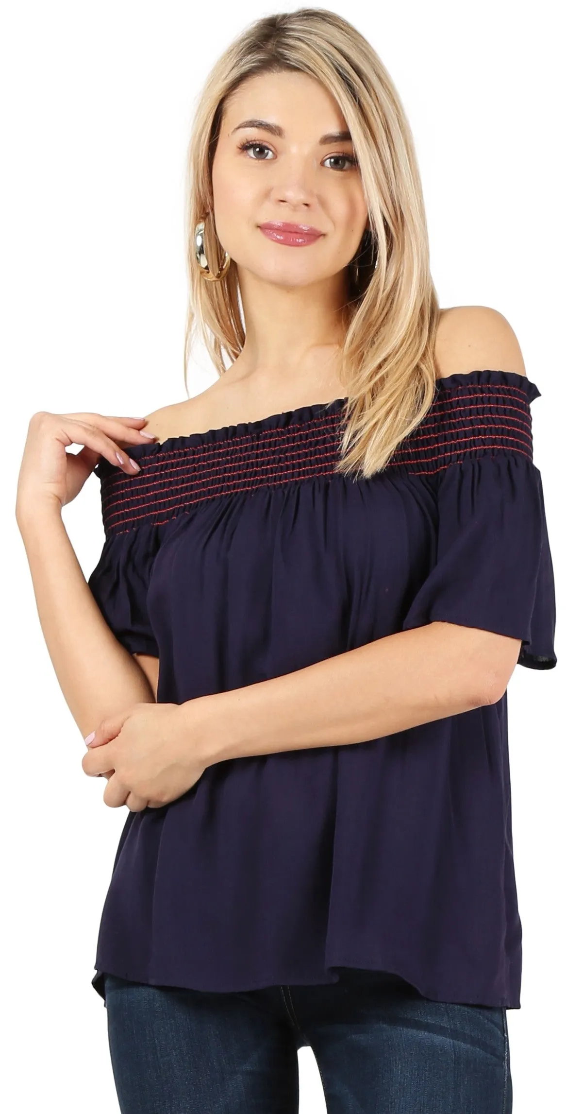 Totally Smocked Off-Shoulder Top