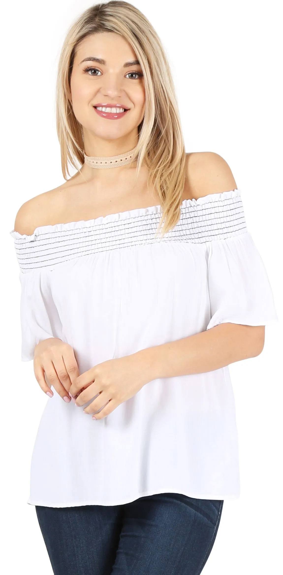 Totally Smocked Off-Shoulder Top