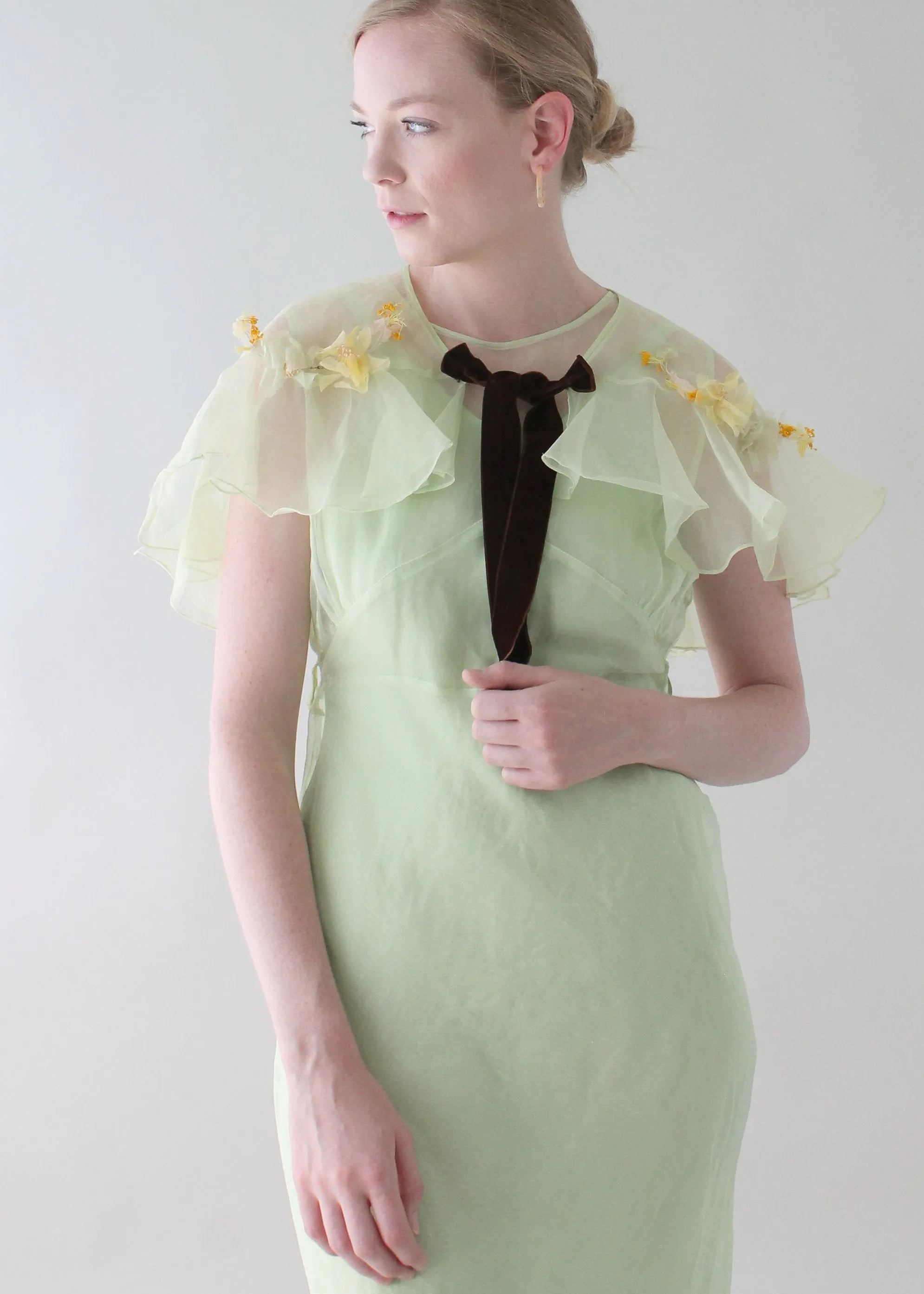 Vintage 1930s Mint Green Organdy Dress