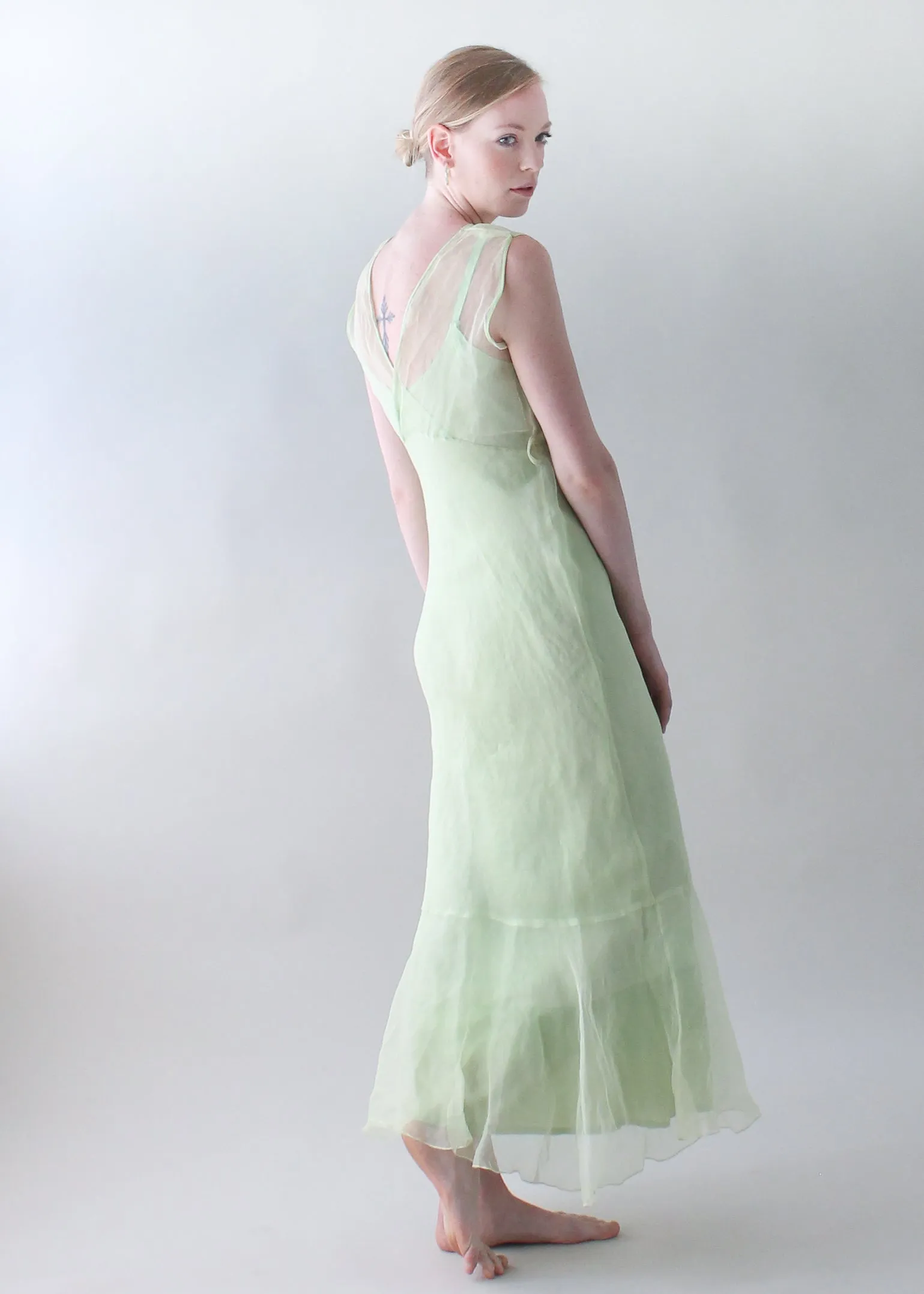 Vintage 1930s Mint Green Organdy Dress