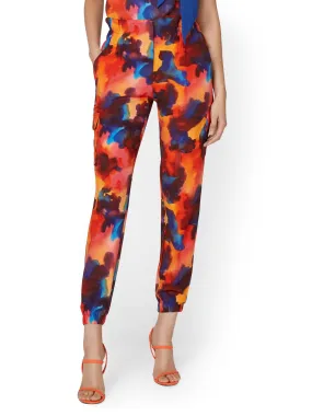 Watercolor-Print Cargo Jogger Pant