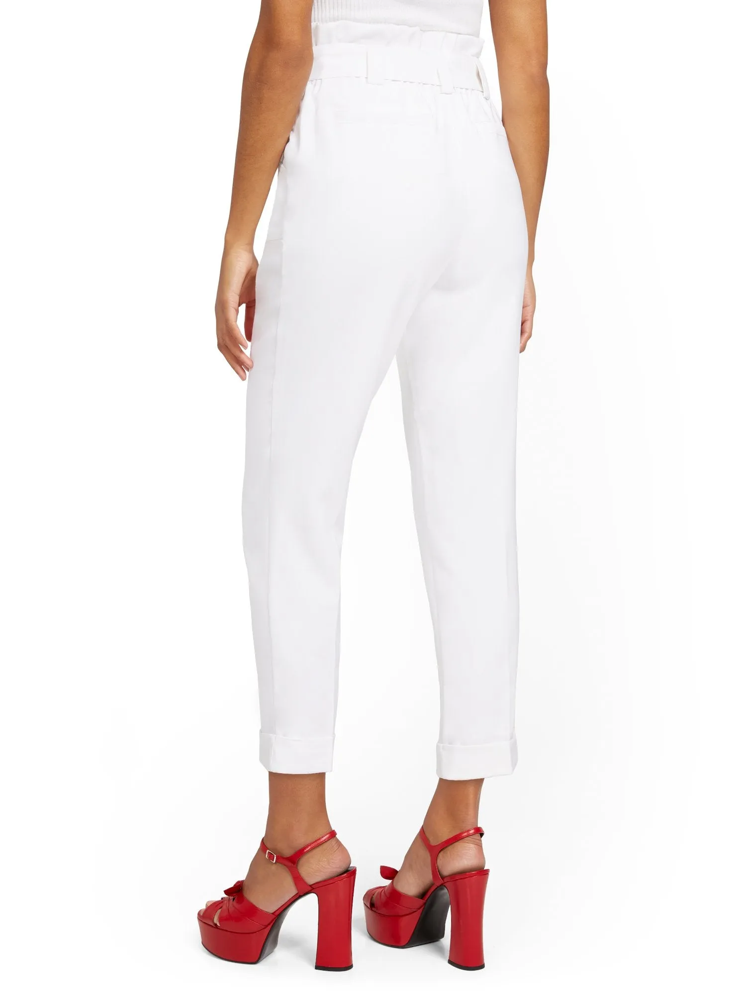 White Tapered Leg Ankle Pant