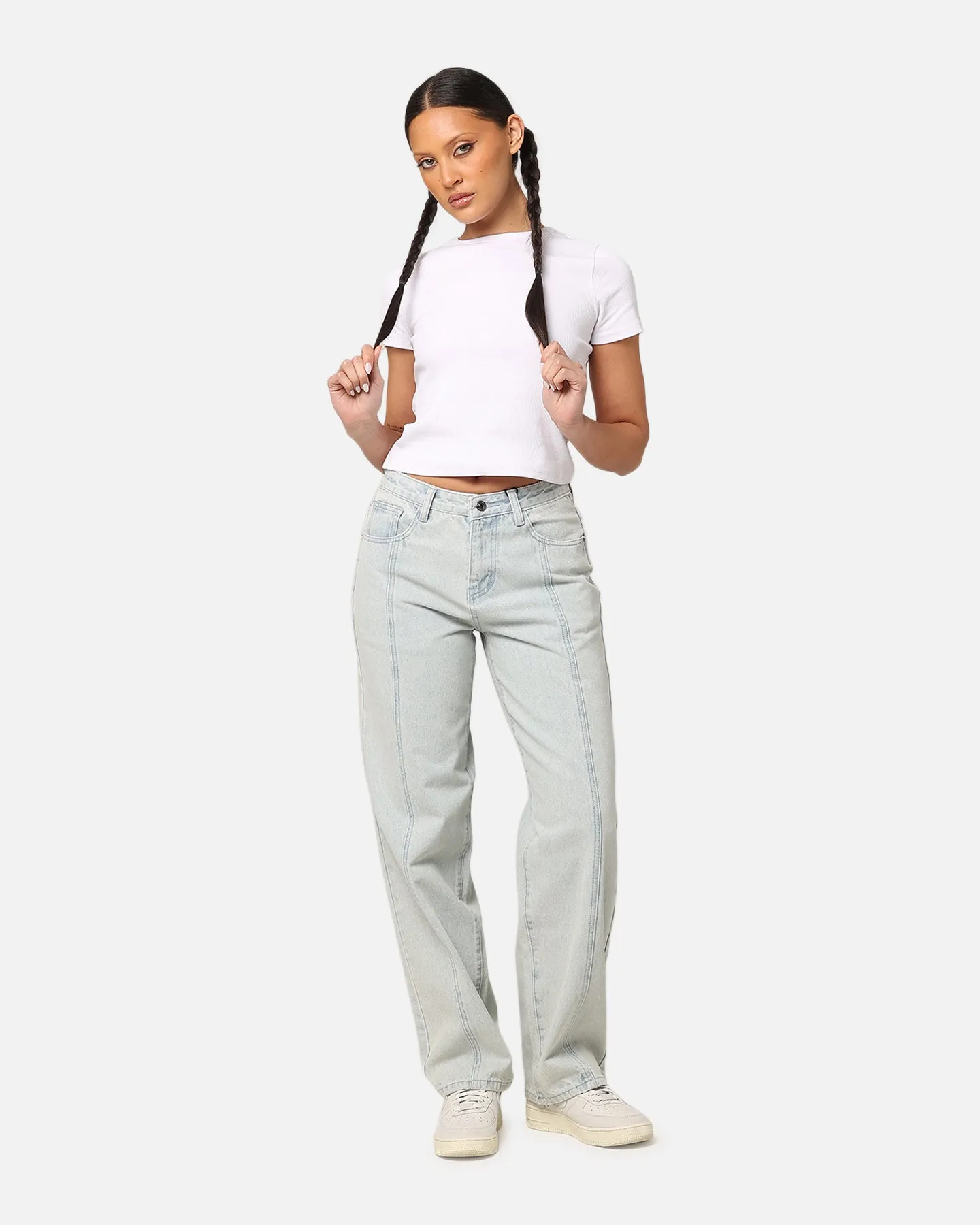 XXIII Women's Seamed Straight Leg Jeans Pale Blue