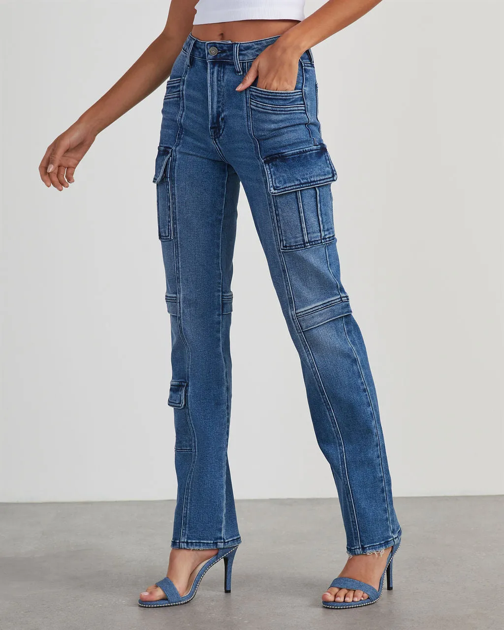 Zhaire High Rise Pocketed Straight Jeans