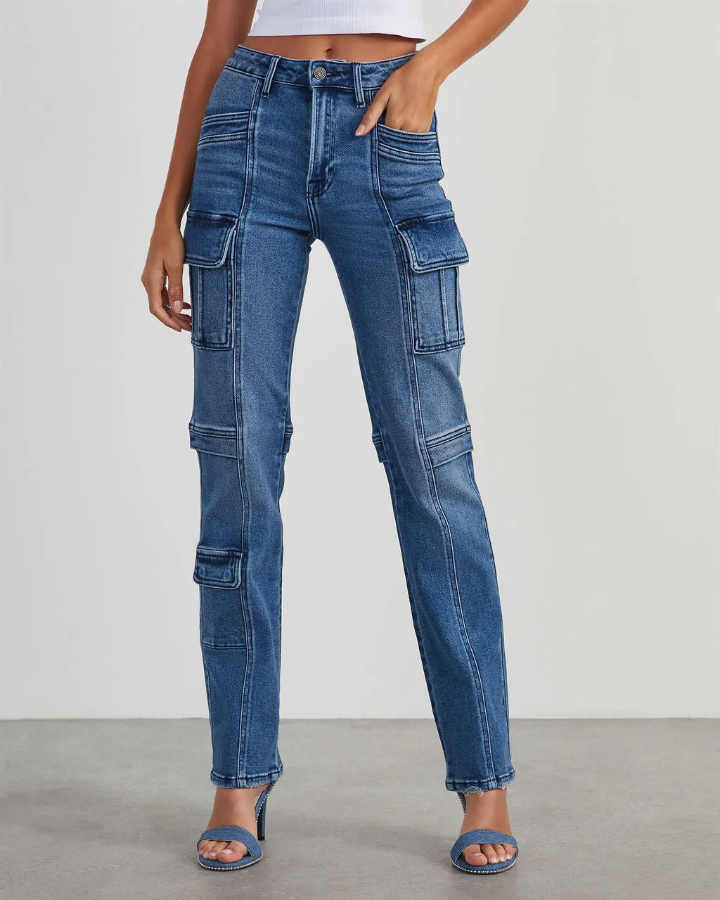 Zhaire High Rise Pocketed Straight Jeans