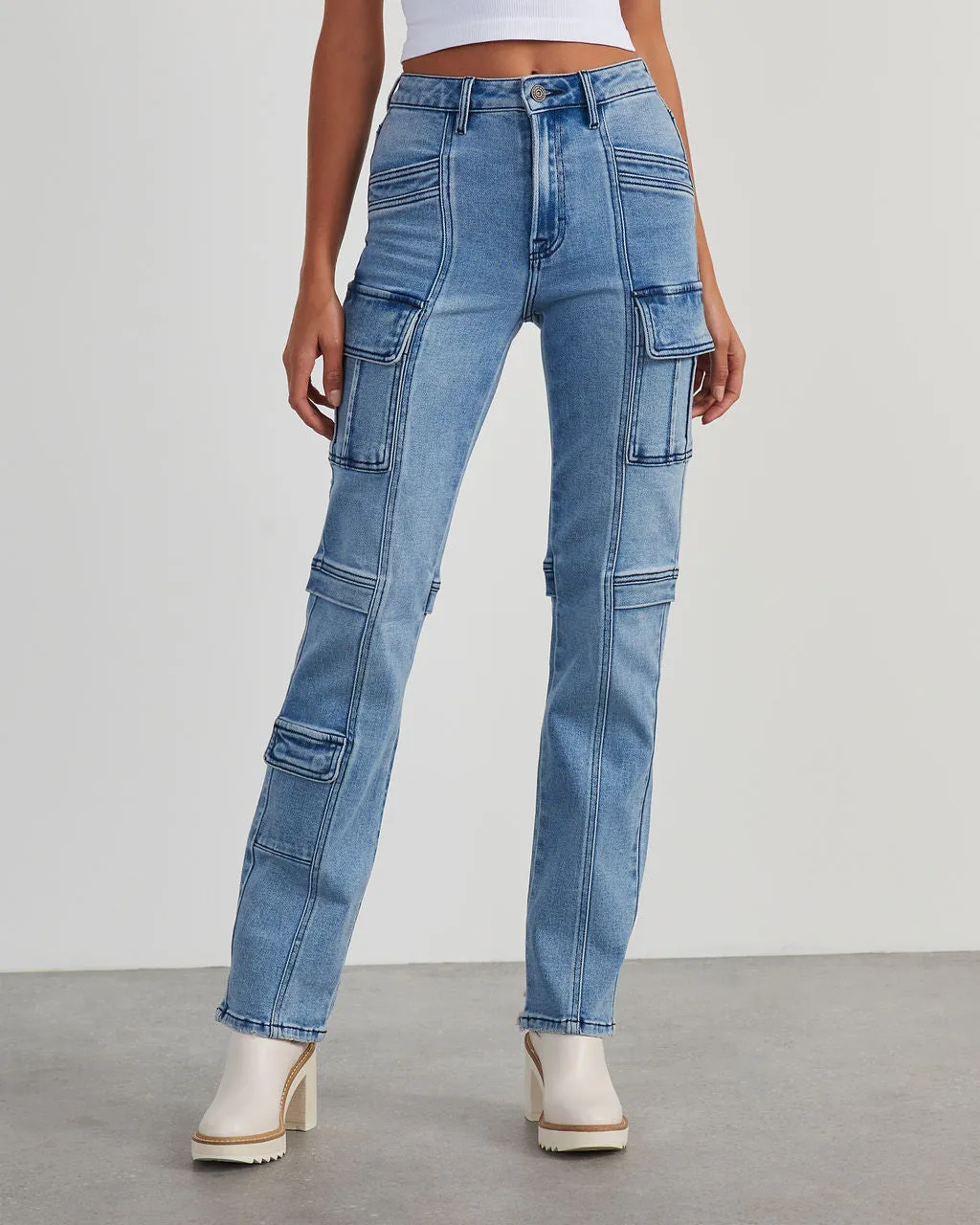 Zhaire High Rise Pocketed Straight Jeans