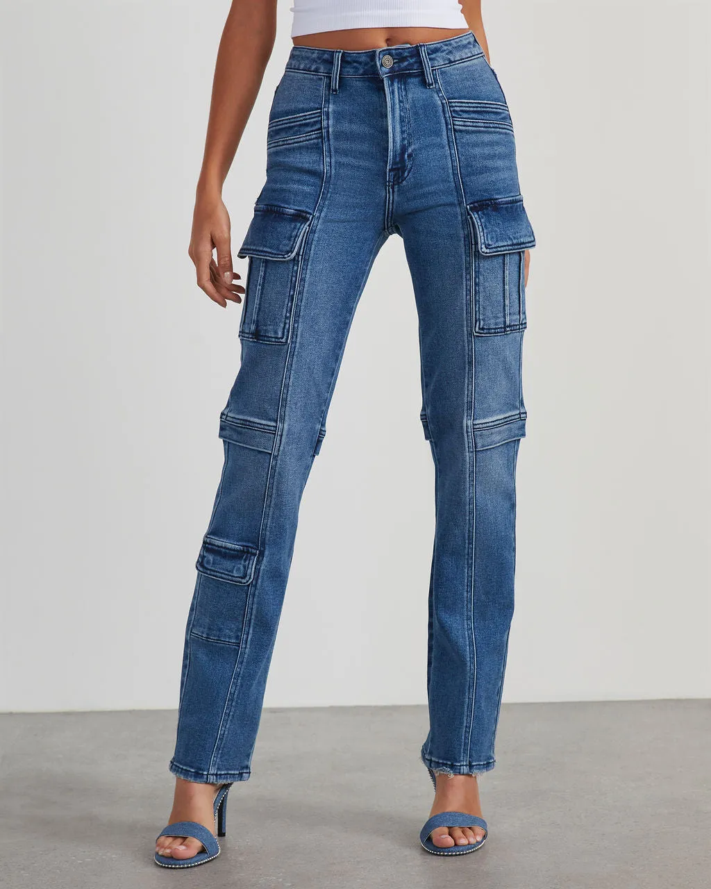 Zhaire High Rise Pocketed Straight Jeans